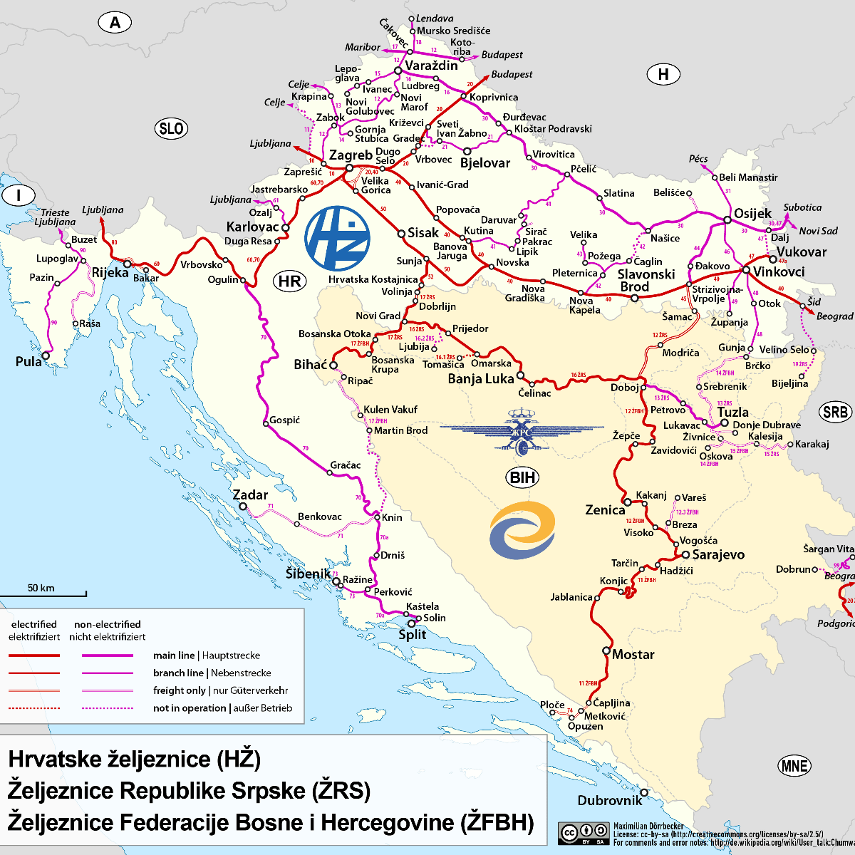 Croatia rail map